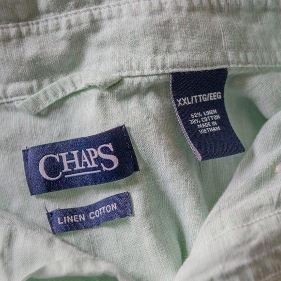 Chaps Mint Green Casual Linen Button Down Shirt - Picture 5 of 7
